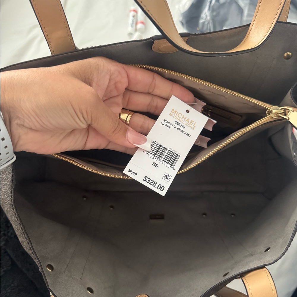 Michael Kors Tan and Black Tote Bag